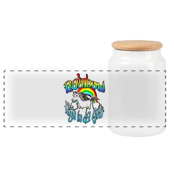 Rainbow high in the sky - Panoramic Cookie Jar with Wooden Lid - white - Front