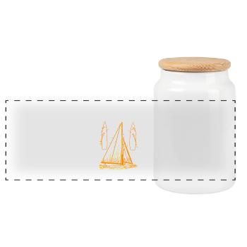 Sailboat, Sail Boat, Sailor Gift - Panoramic Cookie Jar with Wooden Lid - white - Front
