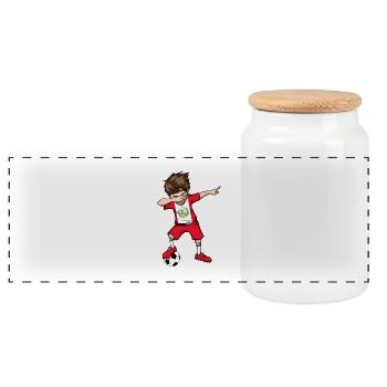 Peru National Team World Championship WC - Panoramic Cookie Jar with Wooden Lid - white - Front