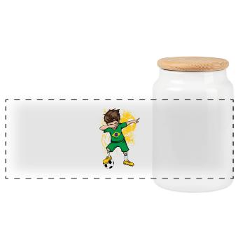 Brasilien Fußball WM Trikot Nationalmannschaft - Panorama Keksdose mit Holzdeckel - Weiß - Vorne
