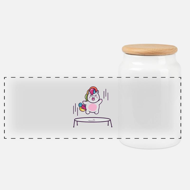 Unicorn trampoline - Panorama Keksdose mit Holzdeckel - Weiß