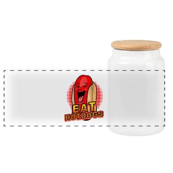 Tolle Eat Hotdogs Wurst Gesicht T-Shirts |NaKos - Panorama Keksdose mit Holzdeckel - Weiß - Vorne