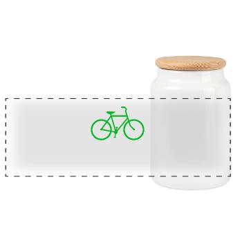 Bike green bike gift mountain bike - Panoramic Cookie Jar with Wooden Lid - white - Front