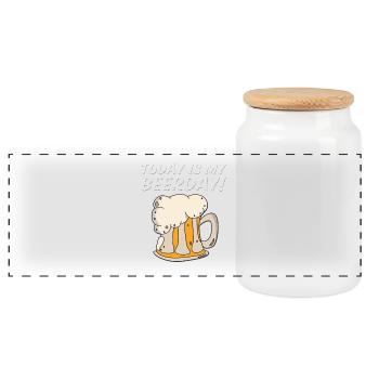 Birthday Celebrate Birthday Party Birth Gift - Panoramic Cookie Jar with Wooden Lid - white - Front
