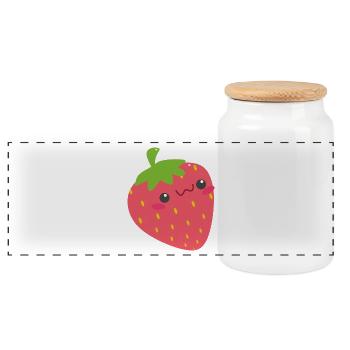 fraise - Boîte à biscuits avec couvercle en bois - blanc - Devant
