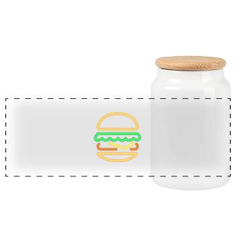 Neon Burger - 80s Retro Neon Sign - Panoramic Cookie Jar with Wooden Lid - white - Front