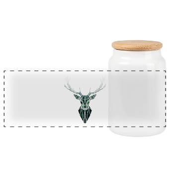 deer - Panoramic Cookie Jar with Wooden Lid - white - Front