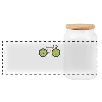 Lemon Bicycle - Panoramic Cookie Jar with Wooden Lid - white - Front