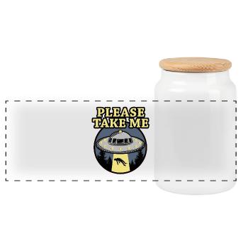 PLEASE TAKE ME - Panorama Keksdose mit Holzdeckel - Weiß - Vorne