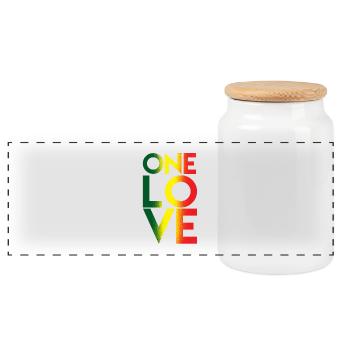 One Love - Panoramic Cookie Jar with Wooden Lid - white - Front