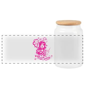 Do not touch my coffee! - Panoramic Cookie Jar with Wooden Lid - white - Front