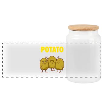 Équipe de pommes de terre - Amis - Pomme de terre - Amitié - Boîte à biscuits avec couvercle en bois - blanc - Devant