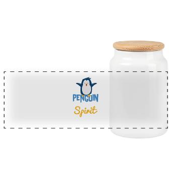 Pinguin ist mein Geist Tier Süßes T-Shirt - Panorama Keksdose mit Holzdeckel - Weiß - Vorne