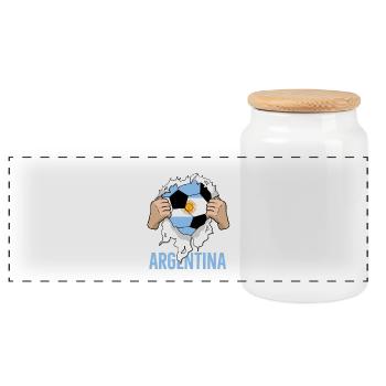 Argentina Football Gift Argentina Fan - Panoramic Cookie Jar with Wooden Lid - white - Front