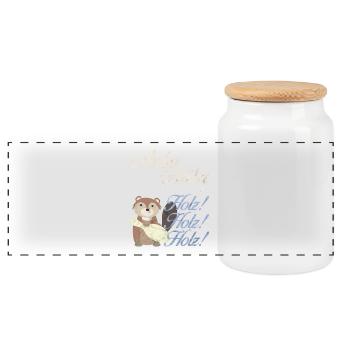 Ariba Ariba Biber - Tee-shirt à cône - Boîte à biscuits avec couvercle en bois - blanc - Devant