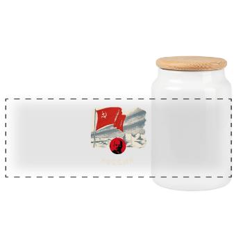 russland lenin flagge sichel fahne moskau russia - Panorama Keksdose mit Holzdeckel - Weiß - Vorne