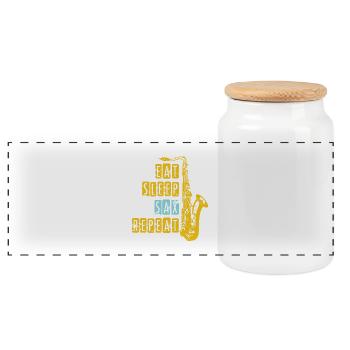 saxophone - Boîte à biscuits avec couvercle en bois - blanc - Devant