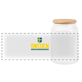 Sweden football fan world championship flag - Panoramic Cookie Jar with Wooden Lid - white - Front