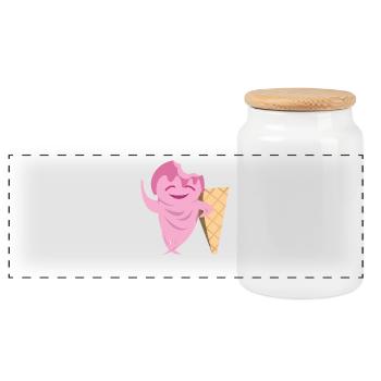 Drôle de crème glacée - Boîte à biscuits avec couvercle en bois - blanc - Devant