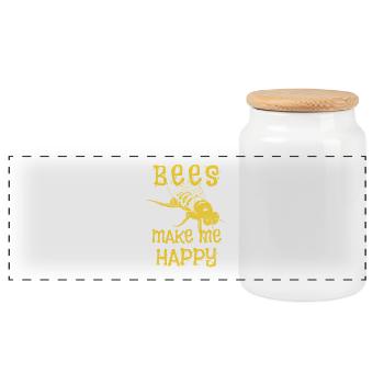Les abeilles me rendent heureux, les abeilles, les apiculteurs, le cadeau - Boîte à biscuits avec couvercle en bois - blanc - Devant