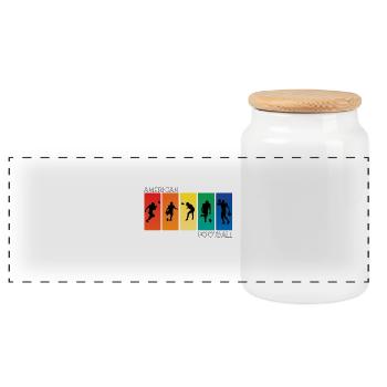 Football américain - Boîte à biscuits avec couvercle en bois - blanc - Devant