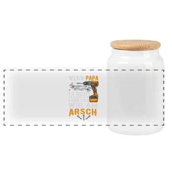 Papa Reparieren arsch lustig geschenk t-shirt - Panorama Keksdose mit Holzdeckel - Weiß - Vorne