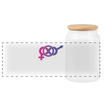 Bisexual T-Shirt - Bisexual - Bi - LGBT - CSD - Panoramic Cookie Jar with Wooden Lid - white - Front