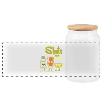 Shots with friends - Panoramic Cookie Jar with Wooden Lid - white - Front