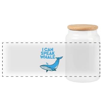 Whale - talk - animal - sea creatures - gift - Panoramic Cookie Jar with Wooden Lid - white - Front