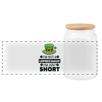Funny I'm Not An leprechaun I'm Just Short T-Shirt - Panoramic Cookie Jar with Wooden Lid - white - Front