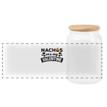 Cute Nachos Are My Valentine T-Shirt - Panoramic Cookie Jar with Wooden Lid - white - Front