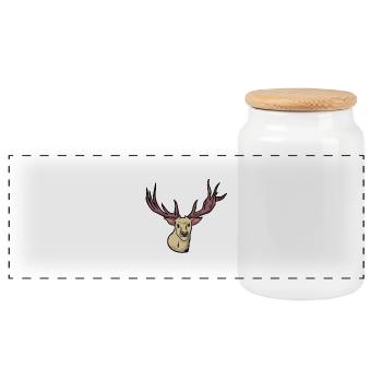 Scary - reindeer - deer - deer antler - Panoramic Cookie Jar with Wooden Lid - white - Front