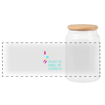 Jouez - Sentez-le - Aimez-le - Volleyball - Boîte à biscuits avec couvercle en bois - blanc - Devant