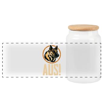 Chien de garde berger allemand - Boîte à biscuits avec couvercle en bois - blanc - Devant