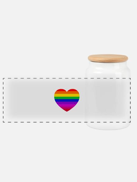 Heart - Colored - One Heart - Gift - Romance - Panoramic Cookie Jar with Wooden Lid - white
