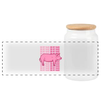 Pig - Oh honey - gift idea - Panoramic Cookie Jar with Wooden Lid - white - Front