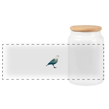 Oiseau animal nuages ciel voler - Boîte à biscuits avec couvercle en bois - blanc - Devant