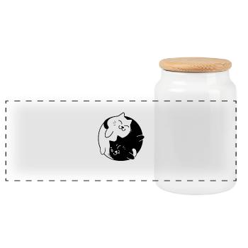 T-shirt mignon de chats de Yin Yang pour des amants de chat - Boîte à biscuits avec couvercle en bois - blanc - Devant