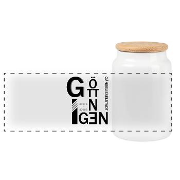 T-Shirt Gosselieselstadt Goettingen - Panoramic Cookie Jar with Wooden Lid - white - Front