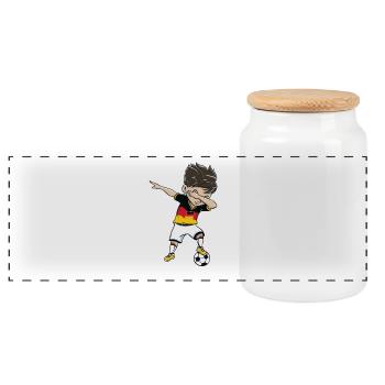 Football World Cup Germany Gift Dab - Panoramic Cookie Jar with Wooden Lid - white - Front