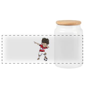 Football World Cup France Gift Dab - Panoramic Cookie Jar with Wooden Lid - white - Front