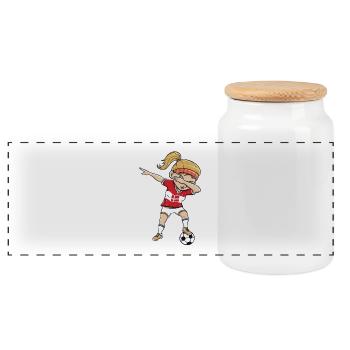 Football World Cup Denmark Gift Dab - Panoramic Cookie Jar with Wooden Lid - white - Front