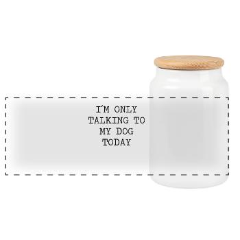 Je parle juste à mon chien aujourd'hui cadeau de chien - Boîte à biscuits avec couvercle en bois - blanc - Devant