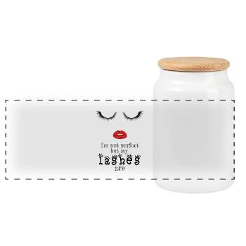 Perfect Eye Lashes - Panoramic Cookie Jar with Wooden Lid - white - Front