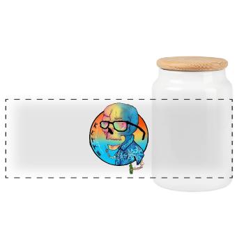 RetkuOriginals - Summer Collection - Panoramic Cookie Jar with Wooden Lid - white - Front