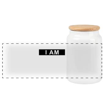 i am om - je suis spirituel - Boîte à biscuits avec couvercle en bois - blanc - Devant