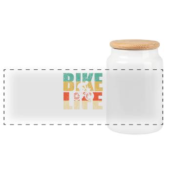Bicycle life gift - Panoramic Cookie Jar with Wooden Lid - white - Front