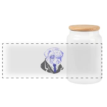 Dogs Professor Dog Dogs Gift - Panoramic Cookie Jar with Wooden Lid - white - Front
