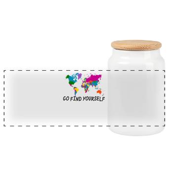 Go find yourself - Panoramic Cookie Jar with Wooden Lid - white - Front