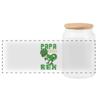Papasaurus Rex dinosaure T-Rex papa cadeau - Boîte à biscuits avec couvercle en bois - blanc - Devant